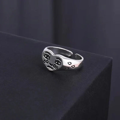 Crying Heart Signet Ring – Gothic Punk Vintage Adjustable Statement