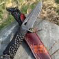 Damascus EDC Knife – Hand Forged 103 Layer VG10 Ebony Handle Elephant Head Leather Sheath