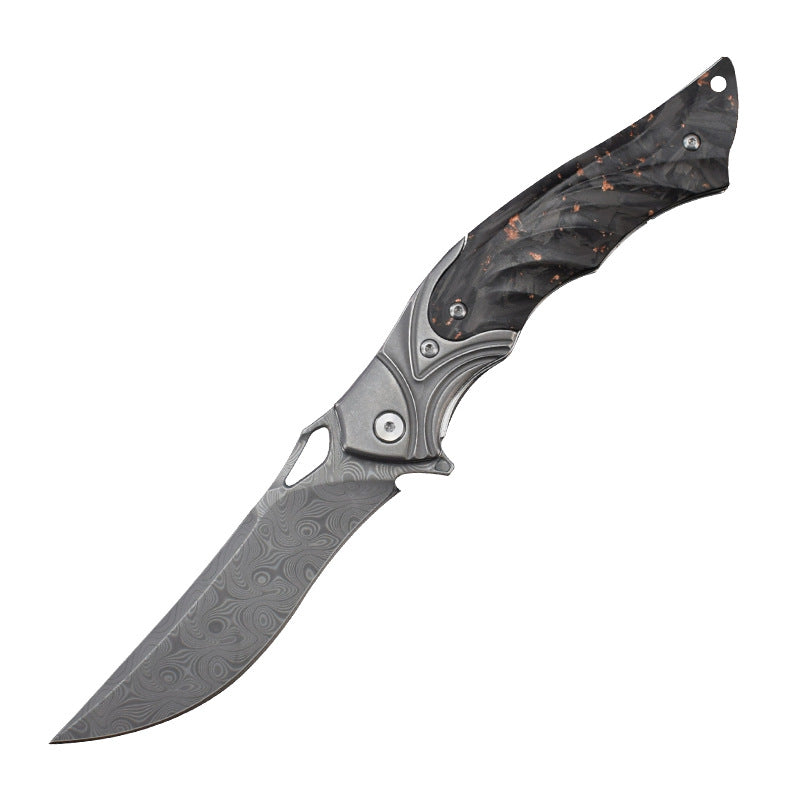 Damascus Folding Knife – Night Owl M390 Tactical with Carbon Fiber Handle