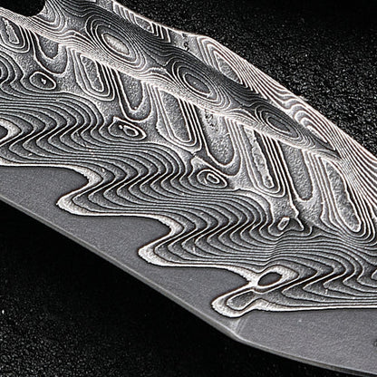 Damascus Folding Knife – Obsidian Edge Steel with VG10 & Stabilized Wood