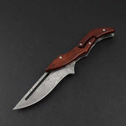 Damascus Folding Knife – Steel Pocket Mechanical Lock Camping EDC Collector