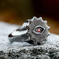 Demon Eye Rune Ring – Crimson Gothic Viking Punk Biker for Alternative Styling