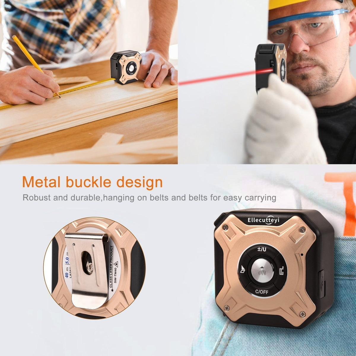 Digital Measuring Tool – Laser Tape Measure 2-in-1 135ft USB Rechargeable Construction DIY