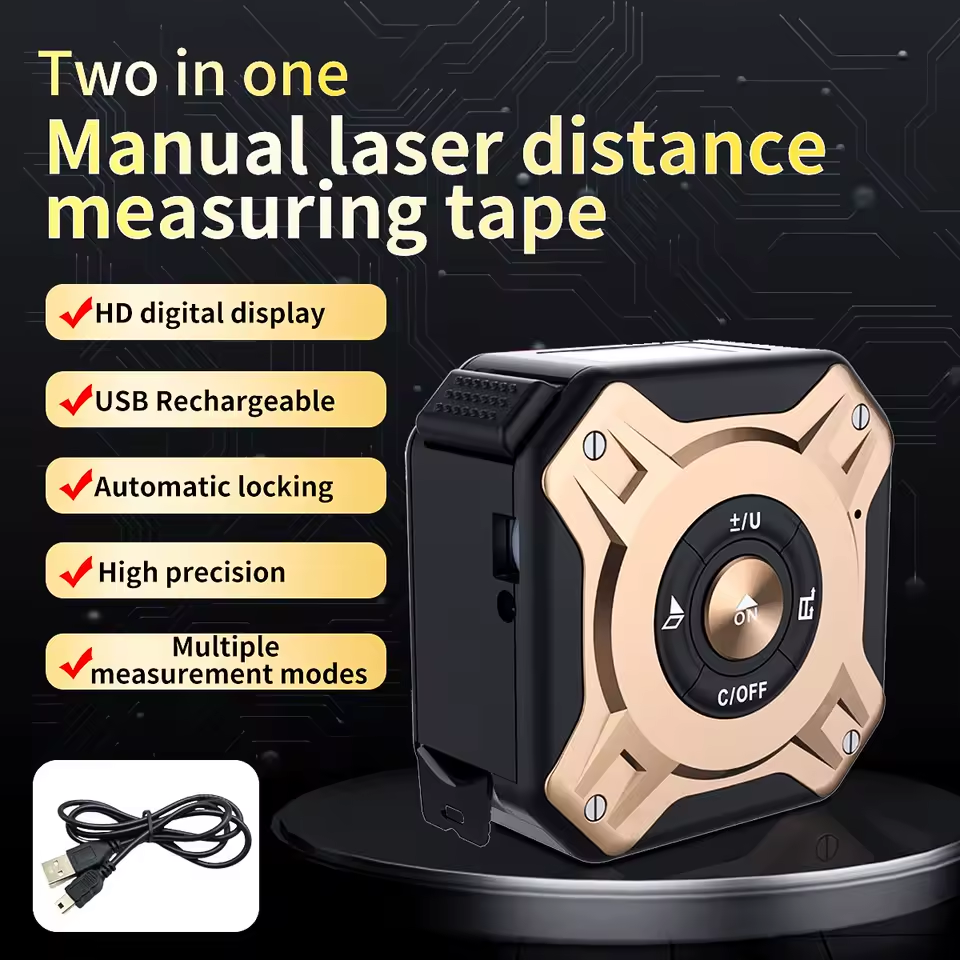 Digital Measuring Tool – Laser Tape Measure 2-in-1 135ft USB Rechargeable Construction DIY
