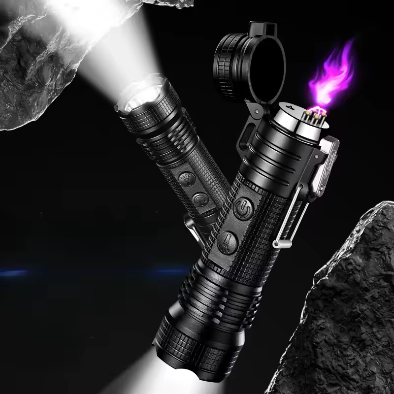 EDC Flashlight – Triple-Thunder Dual Arc Plasma Lighter & LED