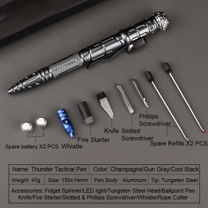 EDC Tactical Pen – SpinStrike 9-in-1 Multi-Functional with Heavy-Duty