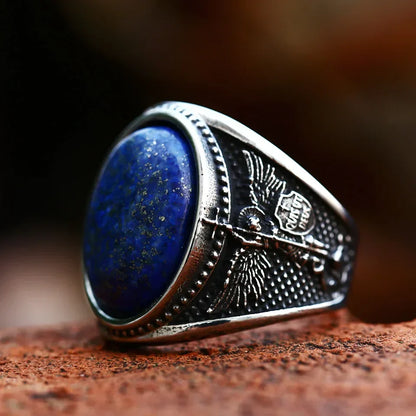 Gothic Cross Ring – Saint Michael with Mystic Guardian Punk Statement