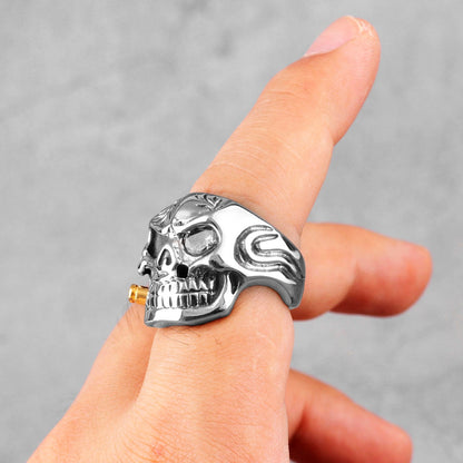 Gothic Skull Ring – Smoking Soldier Punk Biker Hip Hop Statement