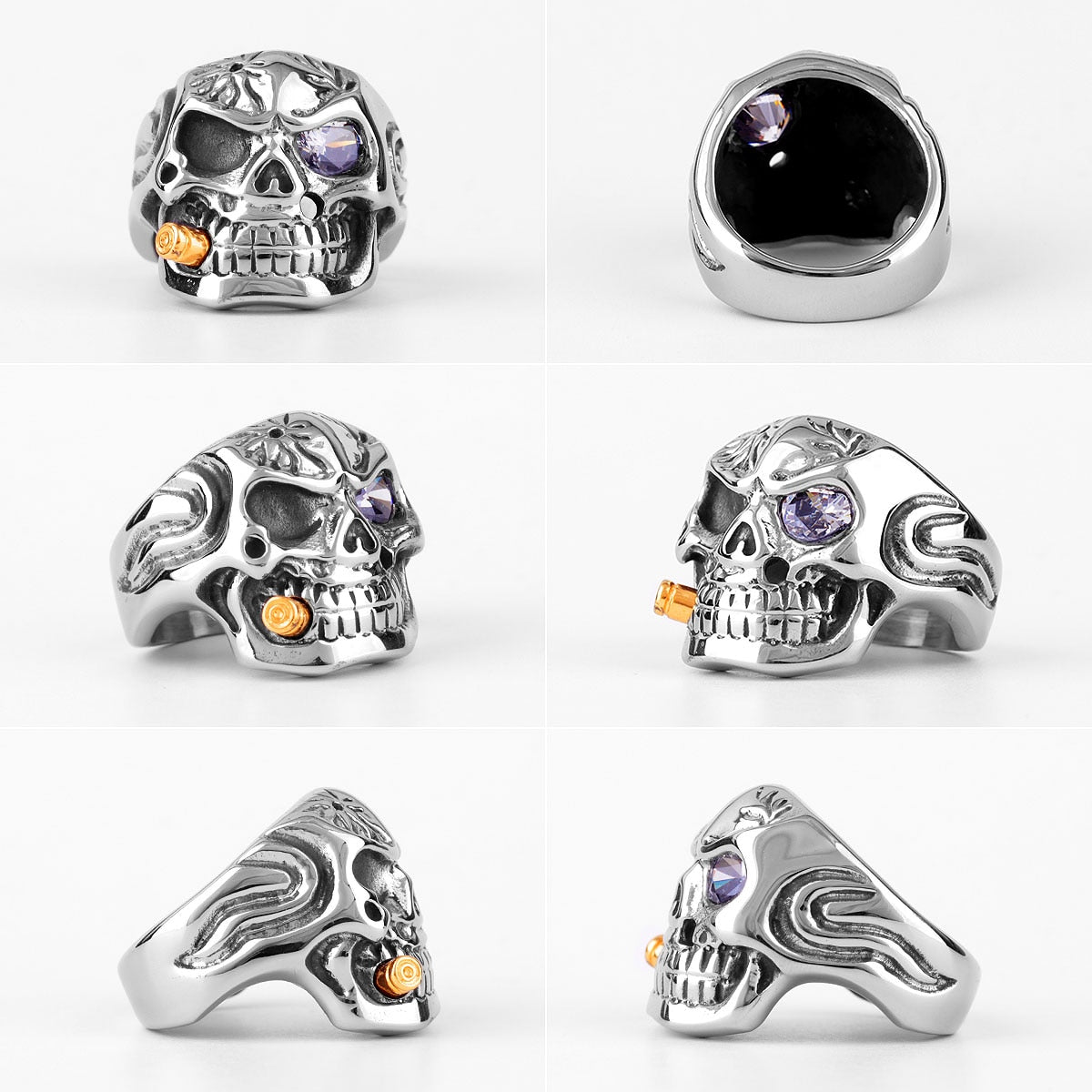 Gothic Skull Ring – Smoking Soldier Punk Biker Hip Hop Statement
