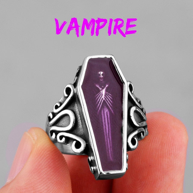 Gothic Skull Ring – Vampire Coffin Punk for Alternative Styling, Collecting, And Everyday