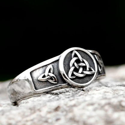 Gothic Stainless Steel Ring – Celtic with Enchanted Witch Knot 316L Wiccan Amulet