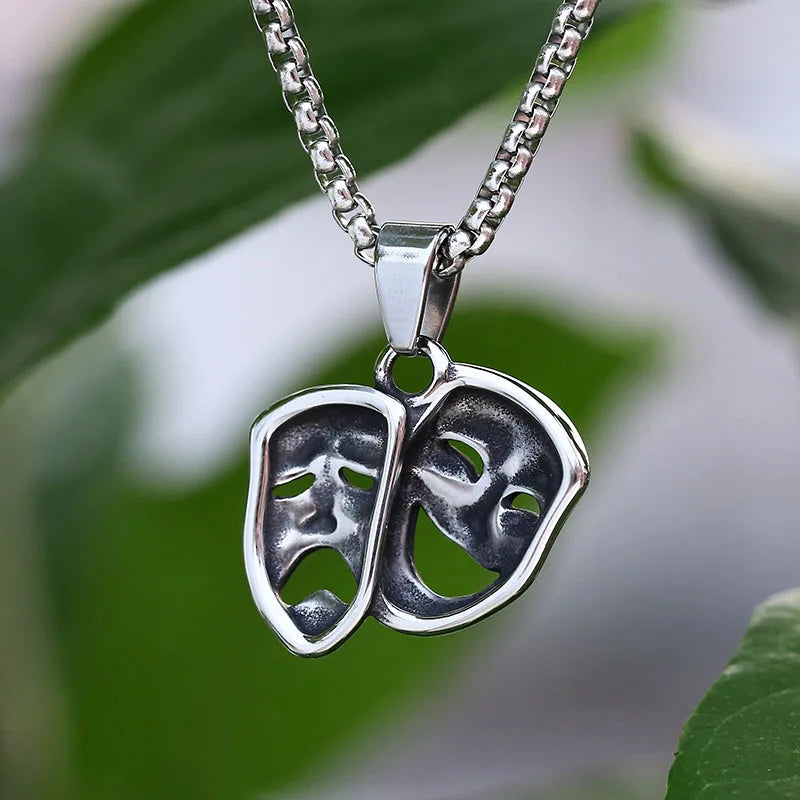 Gothic Statement Necklace – Haunted Duality Smile Cry Face Punk Dark