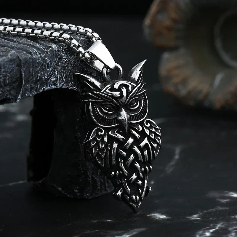 Gothic Statement Necklace – Owl with Majestic Pendant Punk Dark