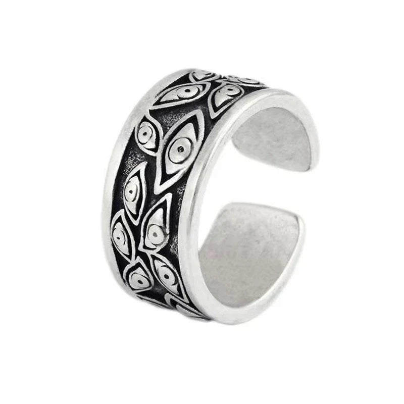 Gothic Statement Ring – Evil Eye with Devil Punk Vintage Retro