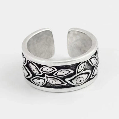 Gothic Statement Ring – Evil Eye with Devil Punk Vintage Retro