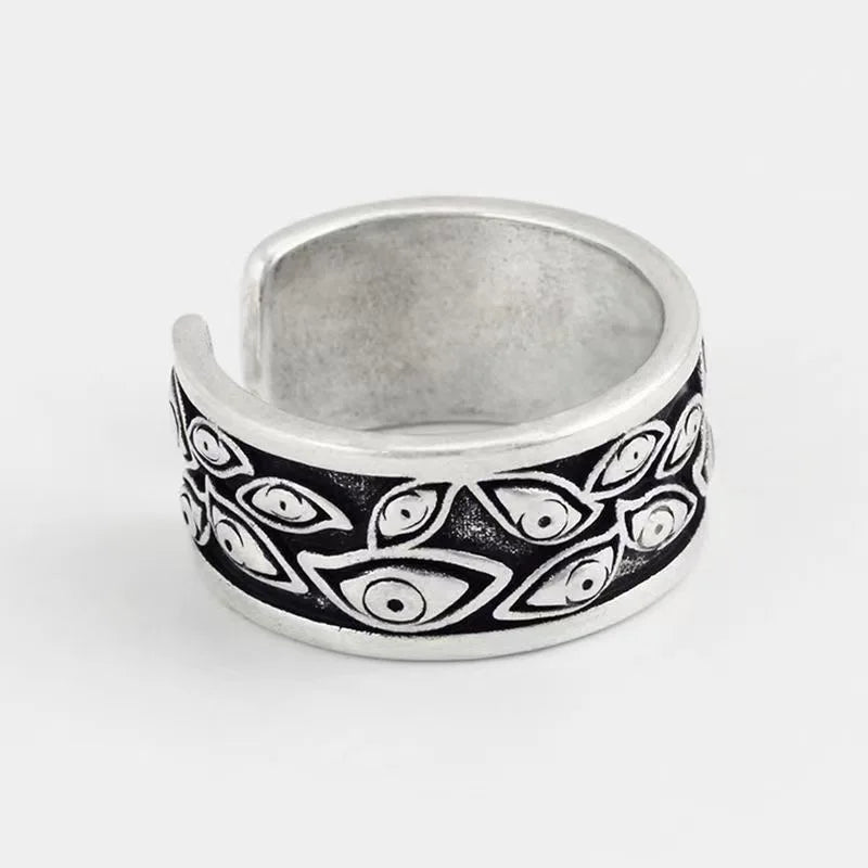 Gothic Statement Ring – Evil Eye with Devil Punk Vintage Retro