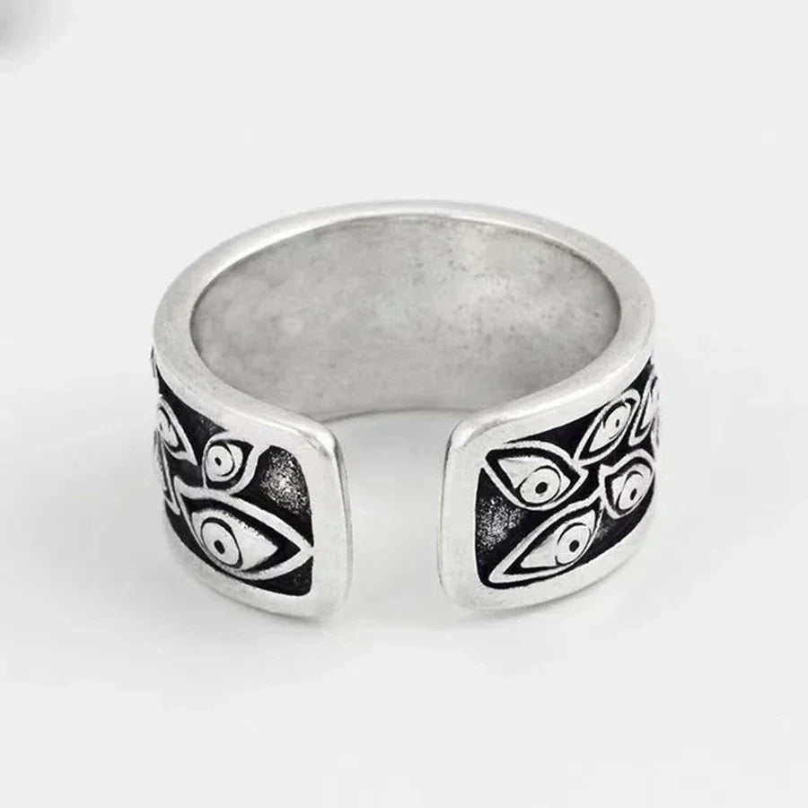 Gothic Statement Ring – Evil Eye with Devil Punk Vintage Retro
