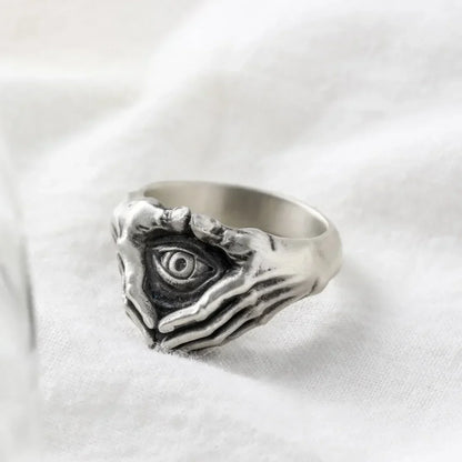 Gothic Statement Ring – Eye with Omnisight Guardian Peace Vintage Punk