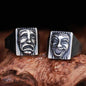 Gothic Statement Ring – Hip Hop with Geometric Mood Face Mask Punk Happy Unhappy
