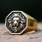 Gothic Statement Ring – Tiger with Savage 3D Head Punk Biker Gold Steel