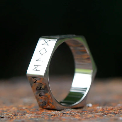 Hex Rune Ring – Dark Band for Alternative Styling, Collecting, And Everyday Accessories