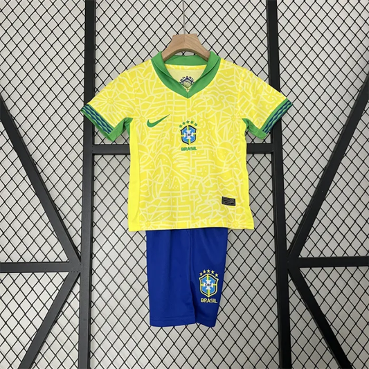 Kids Brazil Home Kit 24/25 Copa America 2024 Football Jersey