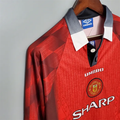Manchester United Jersey Home Kit 1996 Retro Long Sleeves Football Team Soccer Shirt