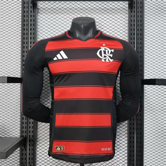 player version flamengo home jersey 25/26 long sleeves football kit soccer jersey