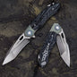 Leather Folding Knife – SkullForge D2 Tactical with G10 Grip, Skull Clip & Sheath