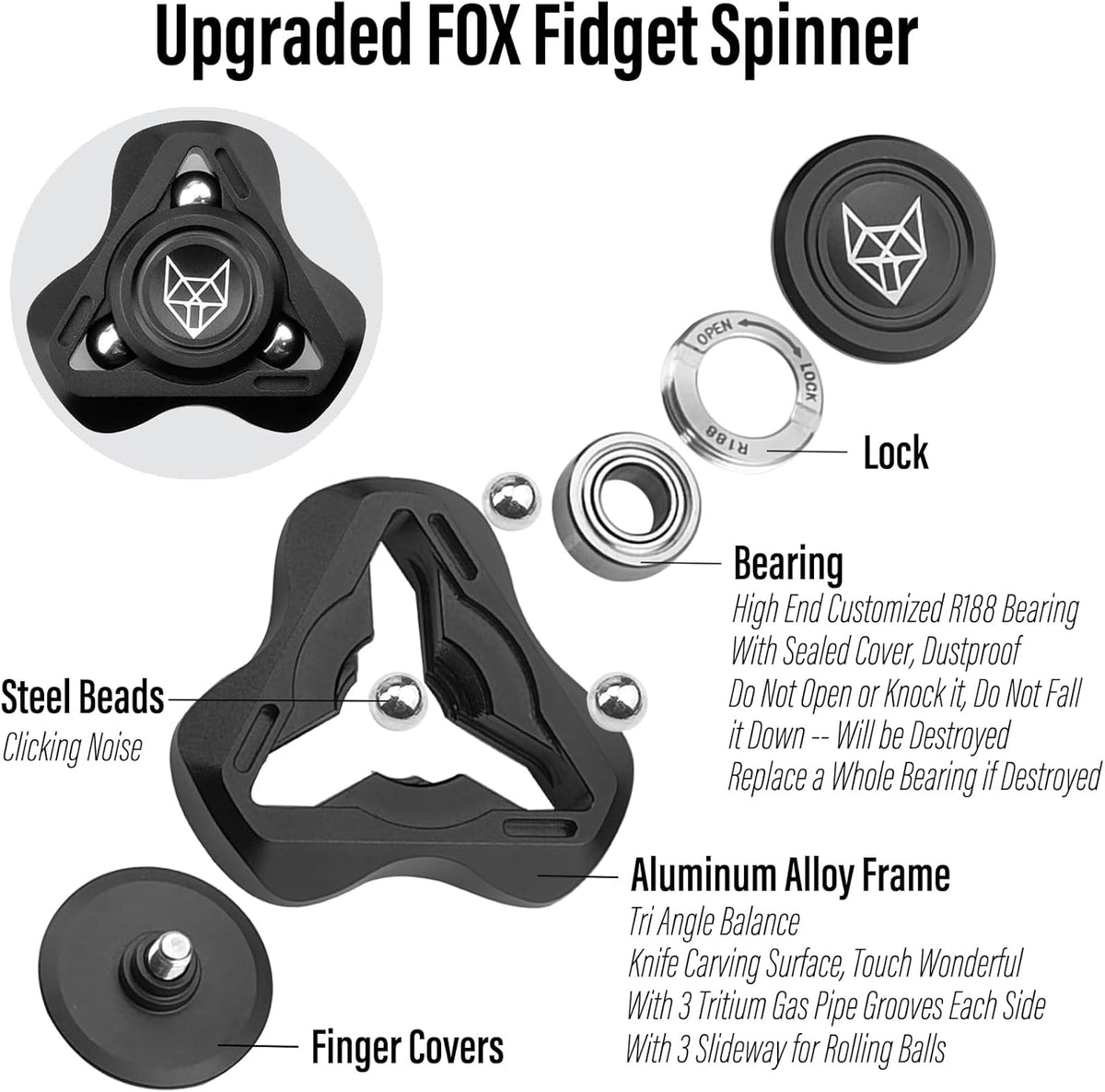 Metal Fidget Spinner – Helix Turbo with Torpedo Design with Detachable Parts High Spin EDC
