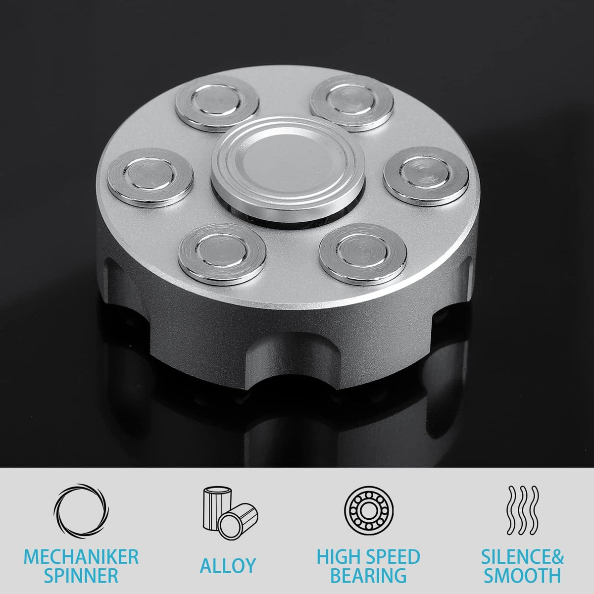 Metal Fidget Spinner – Spin Chamber Revolver with EDC Stress Relief Toy