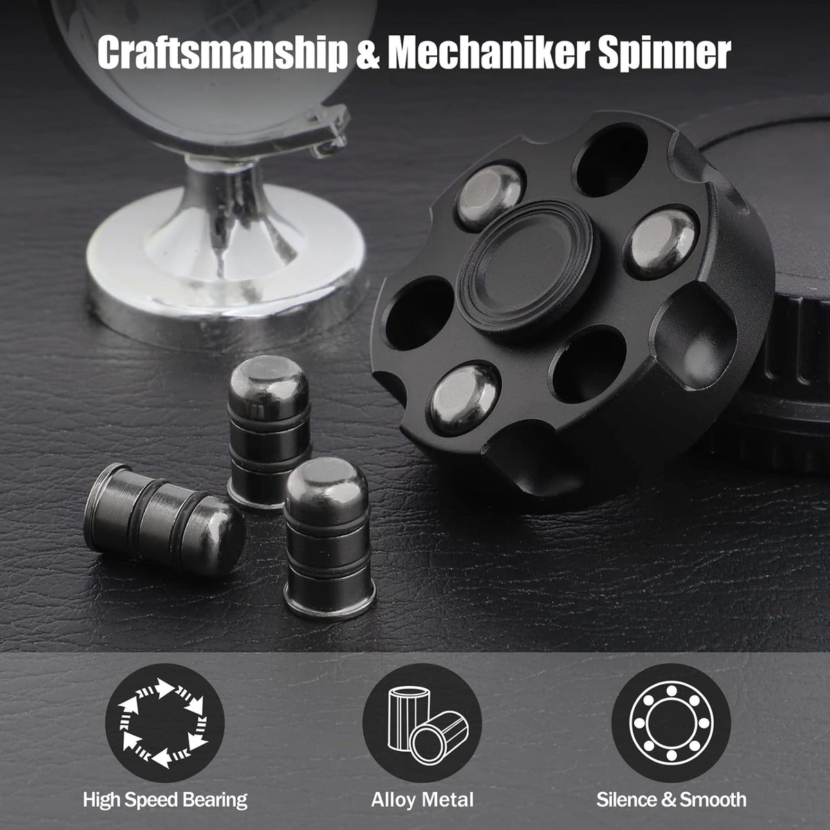 Metal Fidget Spinner – Spin Chamber Revolver with EDC Stress Relief Toy