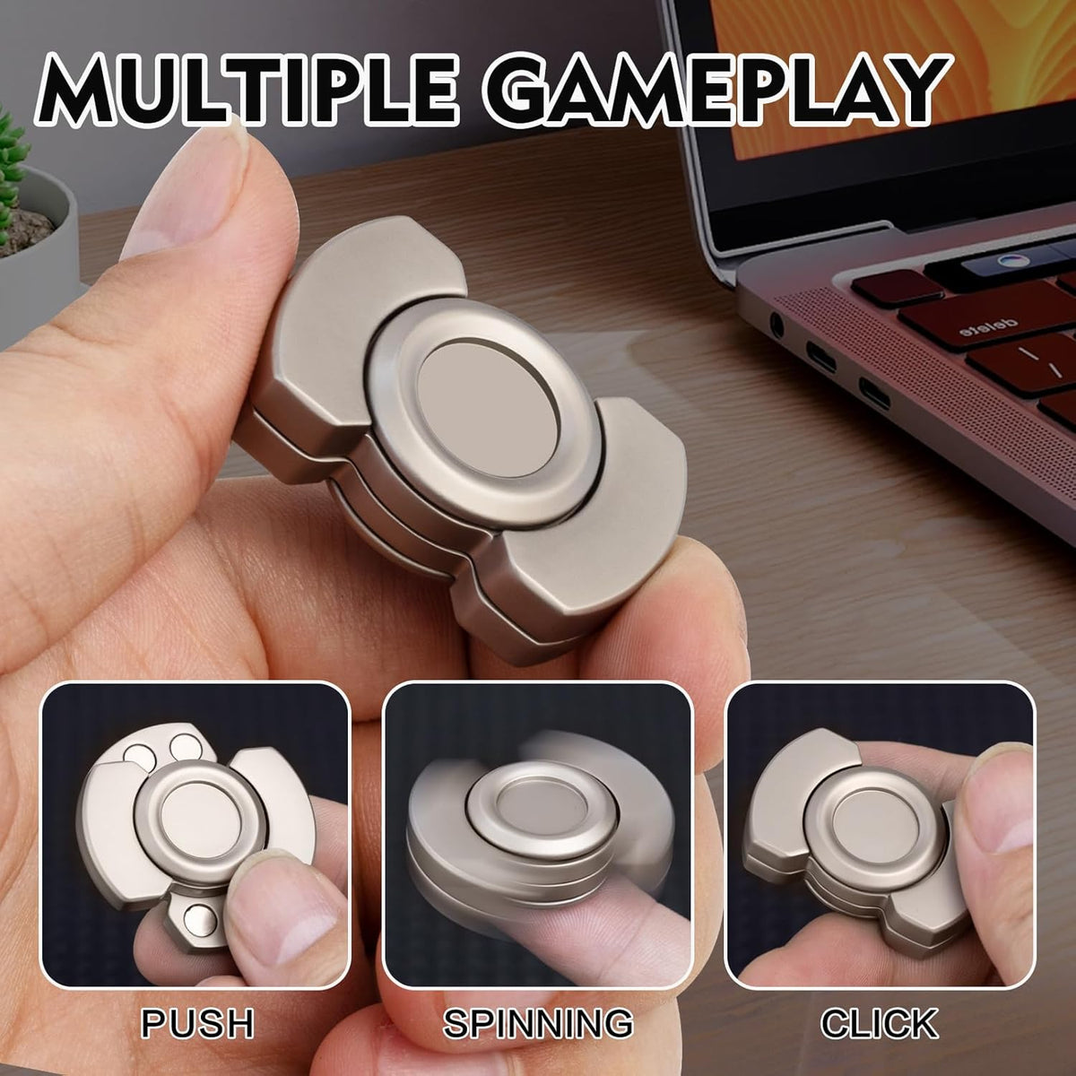 Metal Fidget Spinner – TripleFlow 3-in-1 with Multi-Function EDC Focus Tool