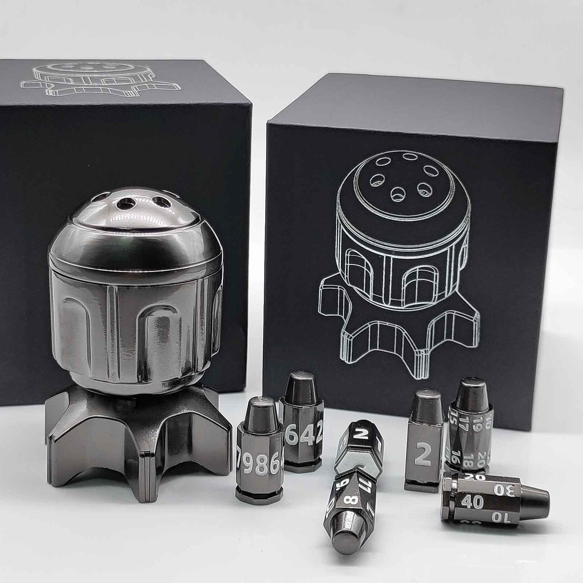 Metal Fidget Toy – RocketDice Rotating Dice Set with Zinc Alloy Bullet-Inspired EDC