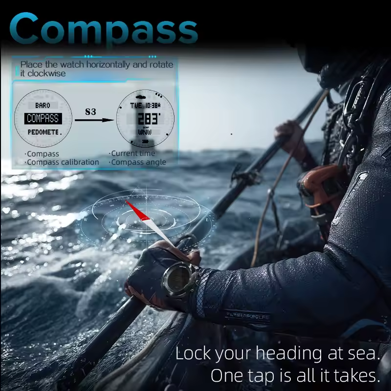 Outdoor Tactical Watch – Military 50M Waterproof Compass Altimeter Hiking Camping