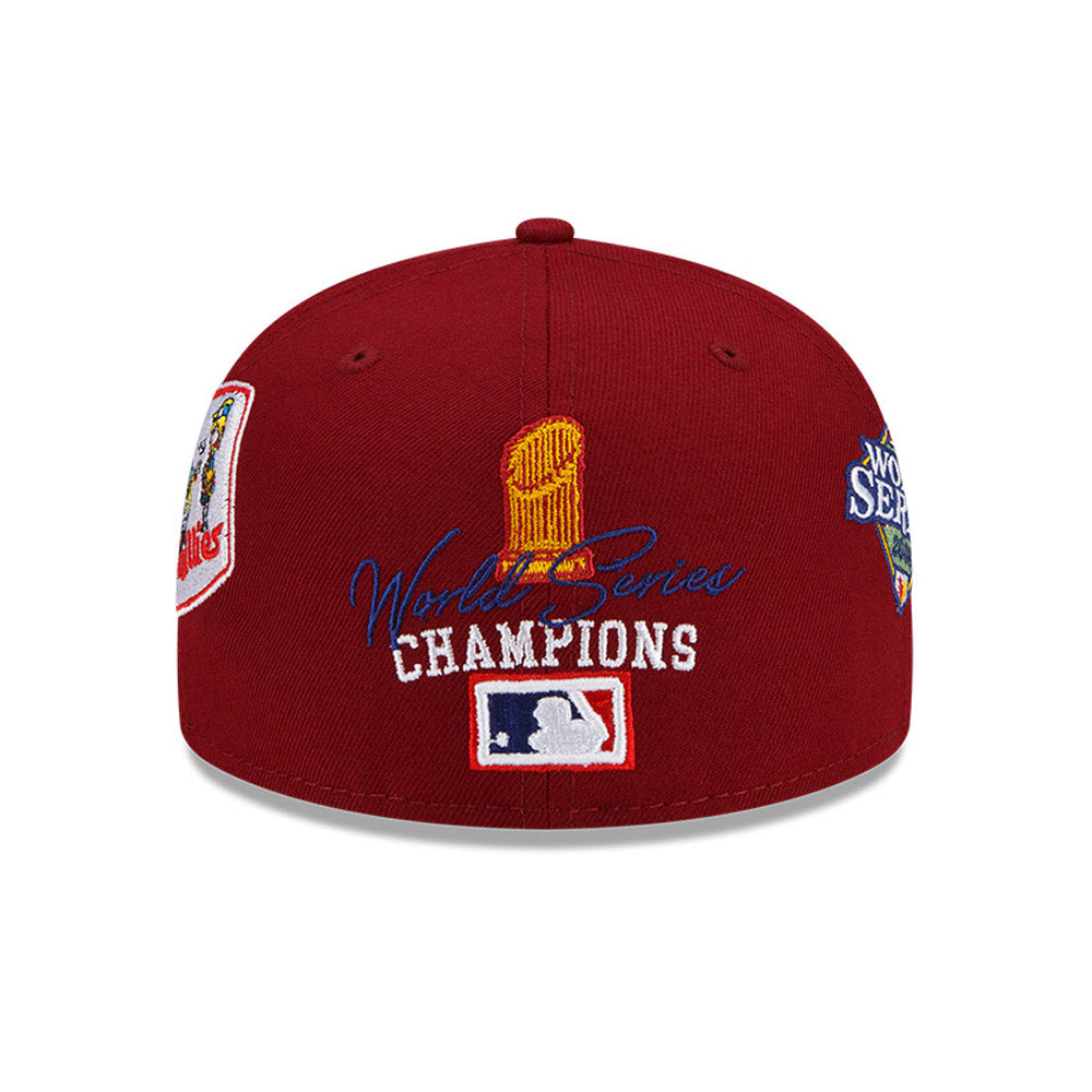 New Era Philadelphia Phillies Coopers Town The rings series 59FIFTY Fitted Hat- Burgundy