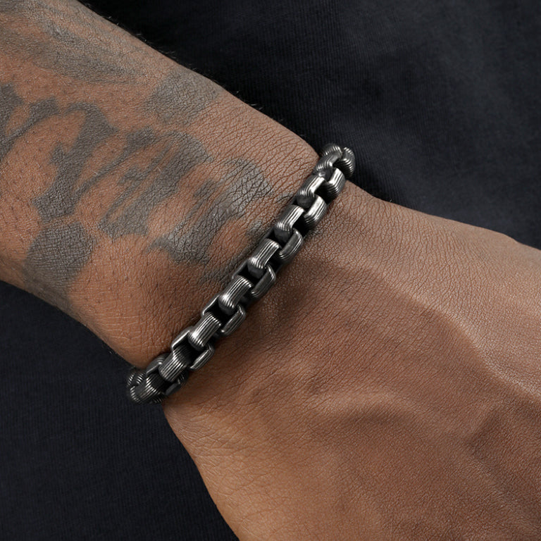 Punk Titanium Bracelet – RustEdge Steel Industrial with Oxidized Finish