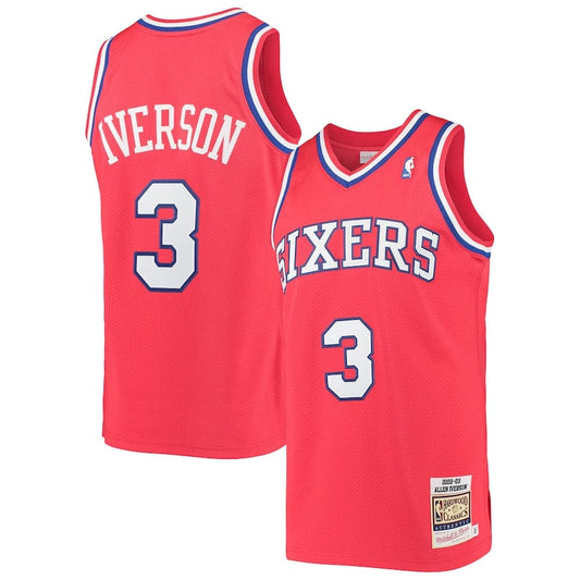 Allen Iverson Philadelphia 76ers 2002/03 Hardwood Classics Jersey - Red