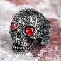 Rhinestone Skull Ring – Biker with Red Eye Gothic Punk Rock Statement