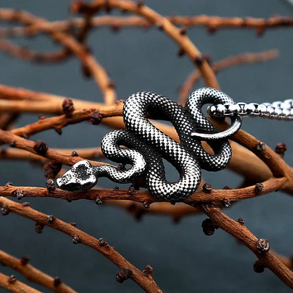 Snake Necklace – Serpent Bound Chain Punk Gothic Biker Viking Statement