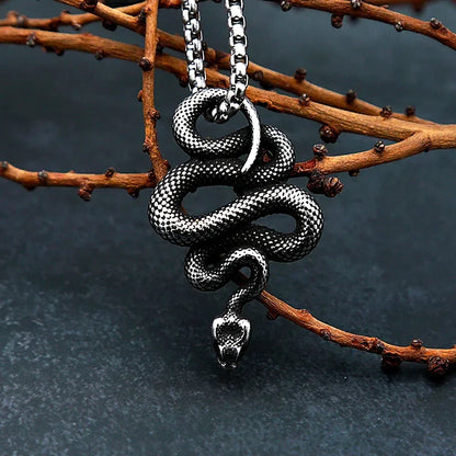 Snake Necklace – Serpent Bound Chain Punk Gothic Biker Viking Statement
