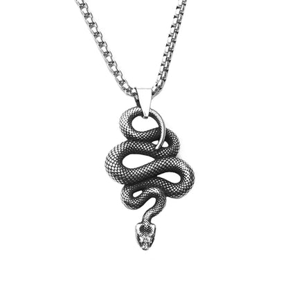 Snake Necklace – Serpent Bound Chain Punk Gothic Biker Viking Statement
