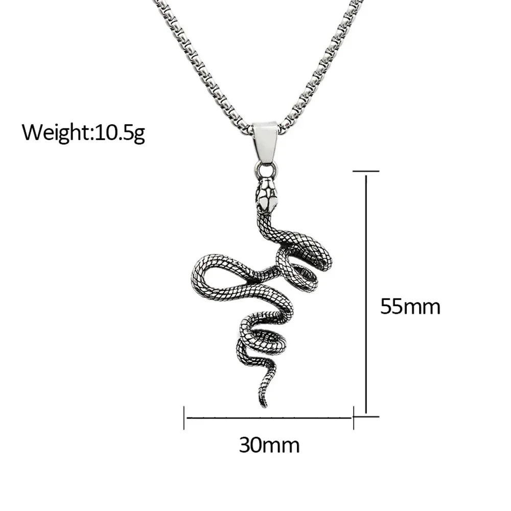 Snake Necklace – Serpent Coil Pendant Gothic Punk Biker Viking Statement