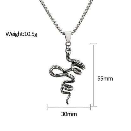 Snake Necklace – Serpent Coil Pendant Gothic Punk Biker Viking Statement