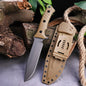 Stainless Steel Fixed Blade Knife – Full Tang Stonewash Tactical Sheath Survival Hunting