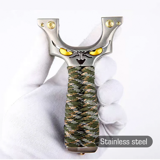 Stainless Steel Slingshot – Powerful with CNC Paracord Handle with Fiber Optic Sight