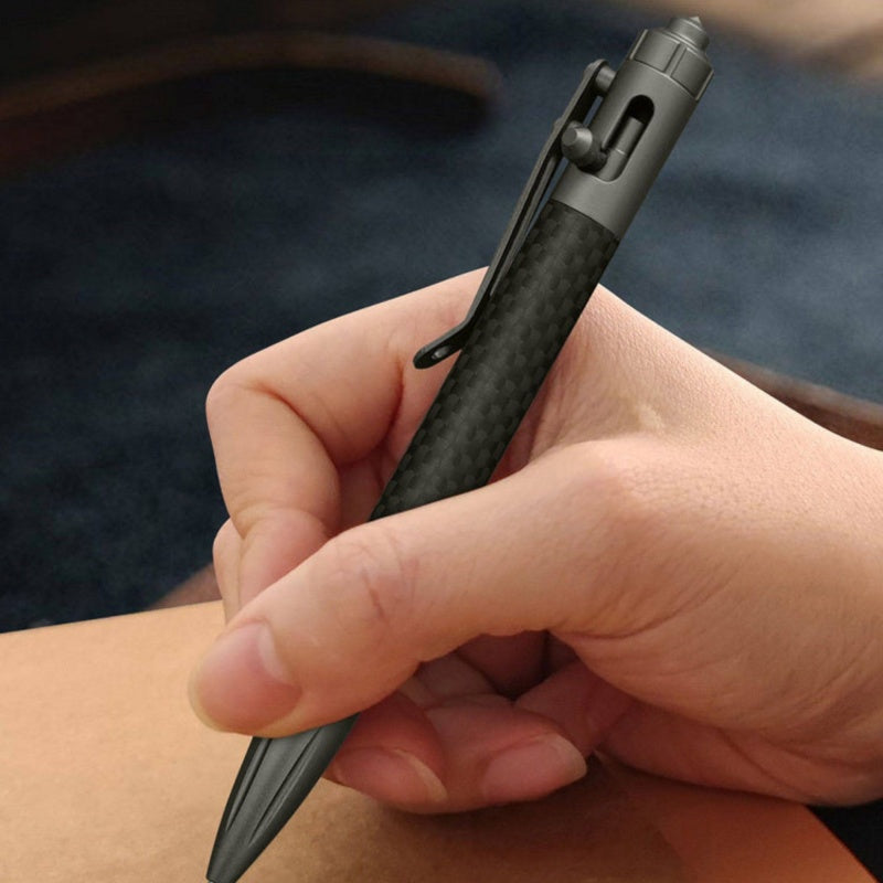Steel Bolt Action Tactical Pen – Carbon Fiber with Tungsten Glass Breaker EDC