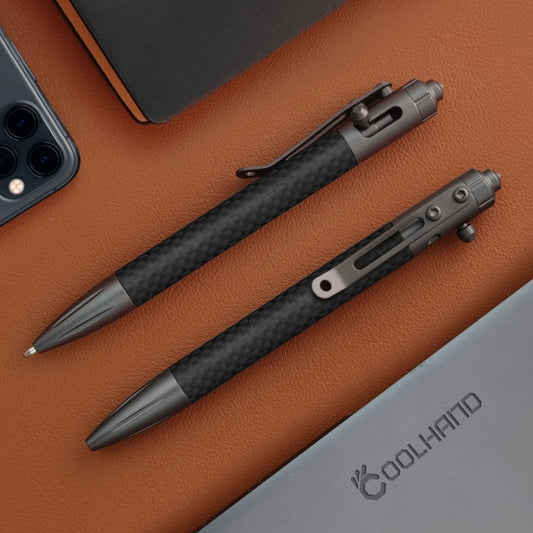 Steel Bolt Action Tactical Pen – Carbon Fiber with Tungsten Glass Breaker EDC