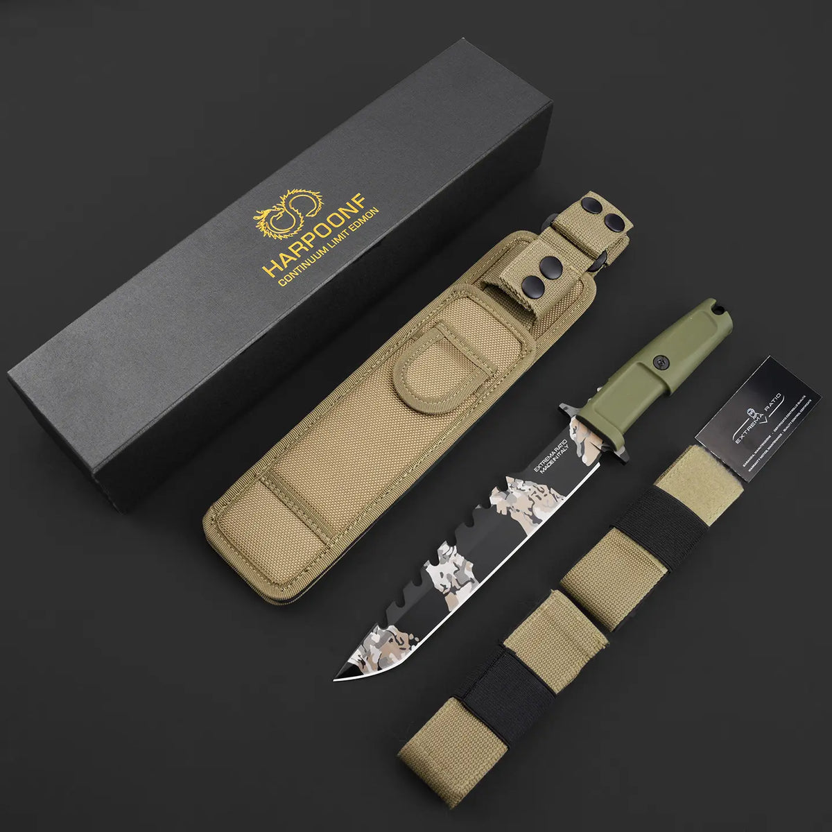 Steel Bushcraft Knife – Fixed Blade Tactical N690Co Tanto Tip Survival Spear Hunting
