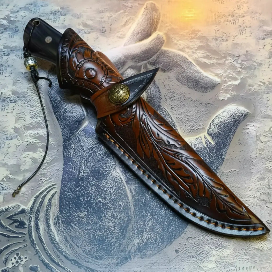 Steel Fixed Blade Knife – DC53 Tactical 61 HRC Ebony Handle Outdoor Survival